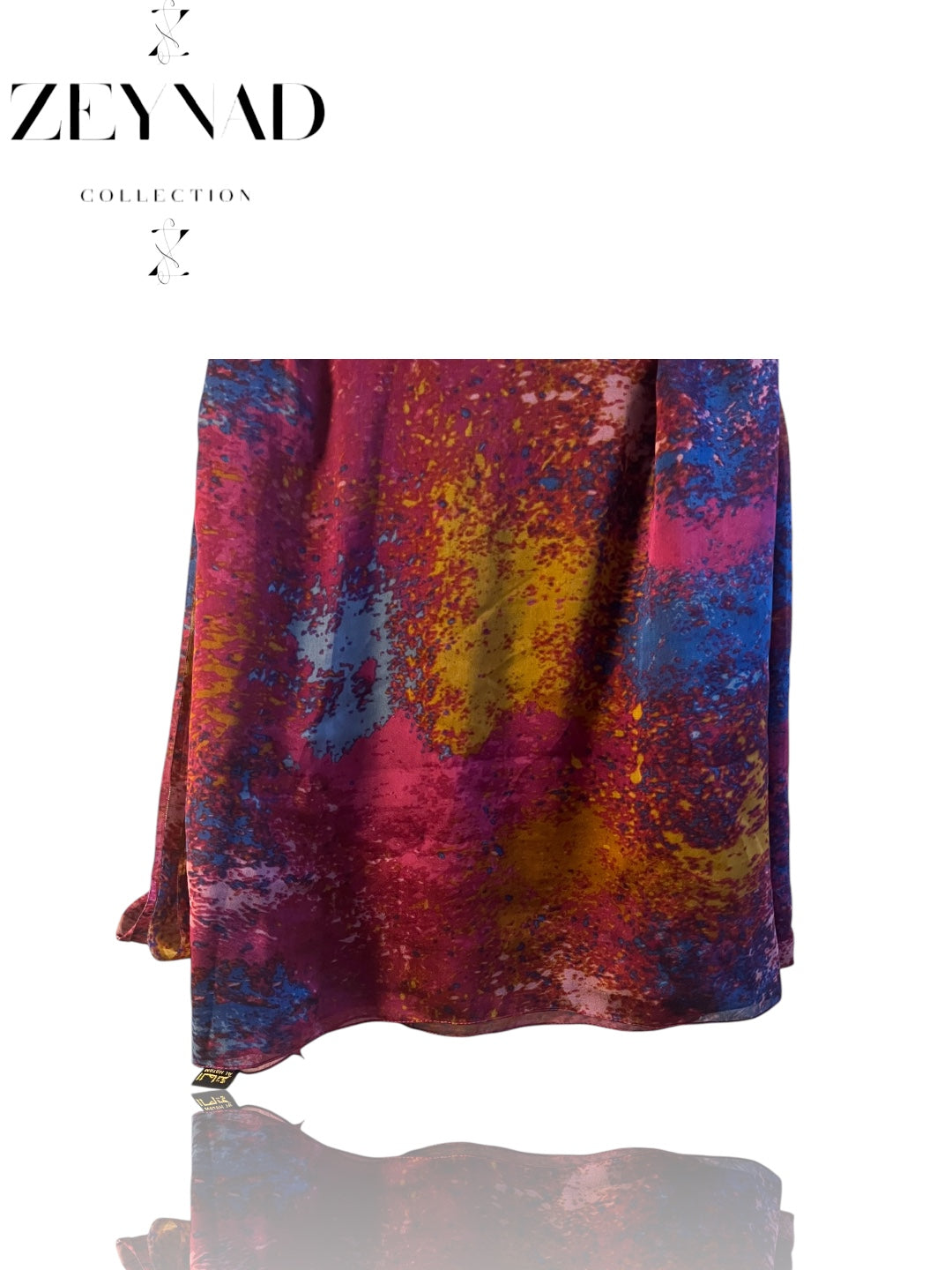 Deep Pink & Golden Blue Chiffon Hijab