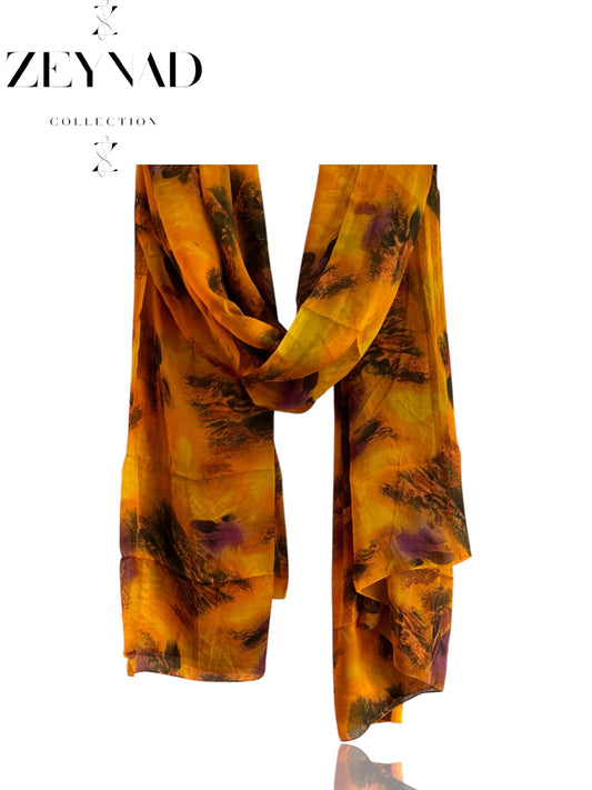 Blazing orange watercolor chiffon hijab