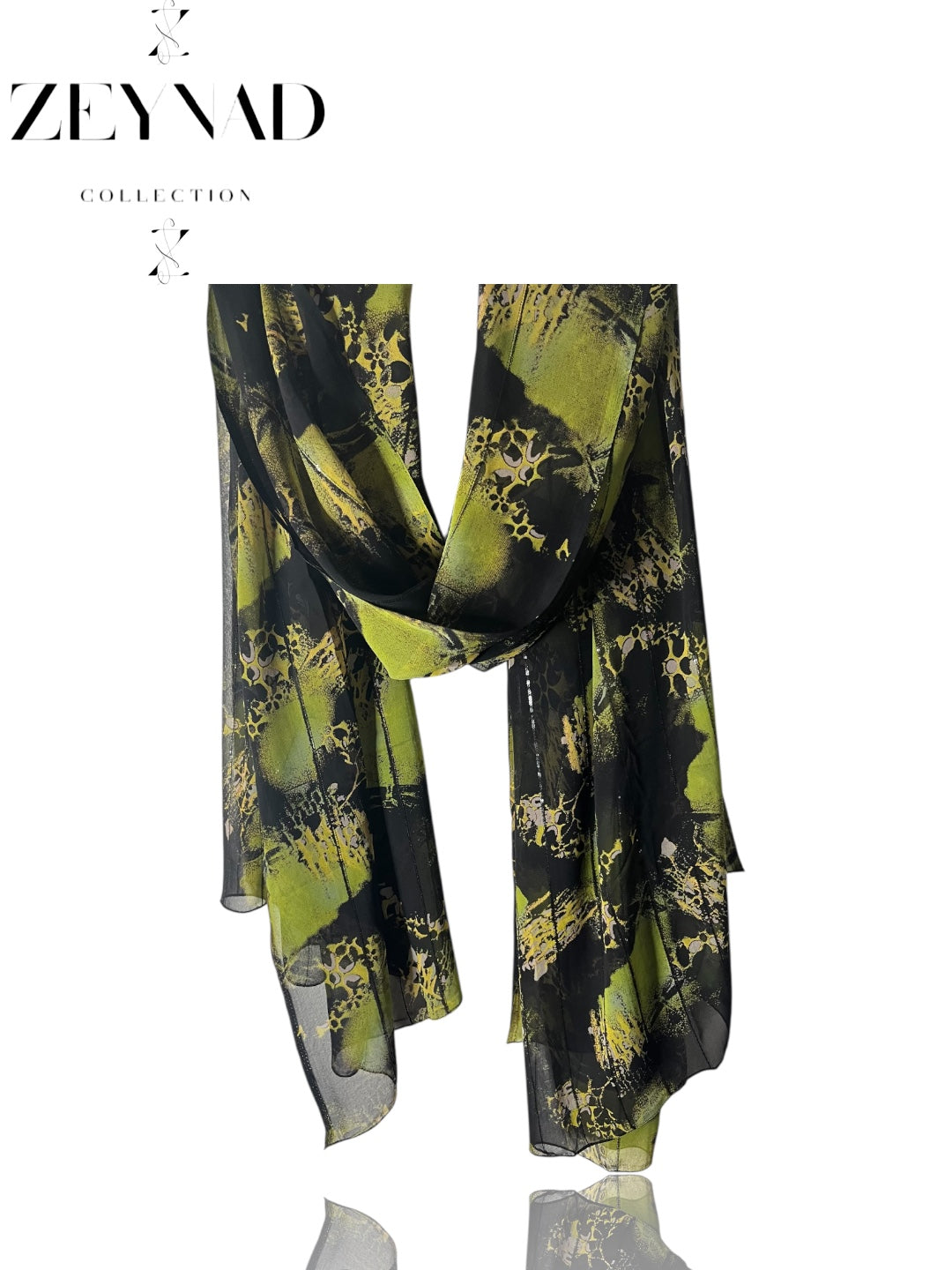 Fire Lime Black Mirage Chiffon Hijab