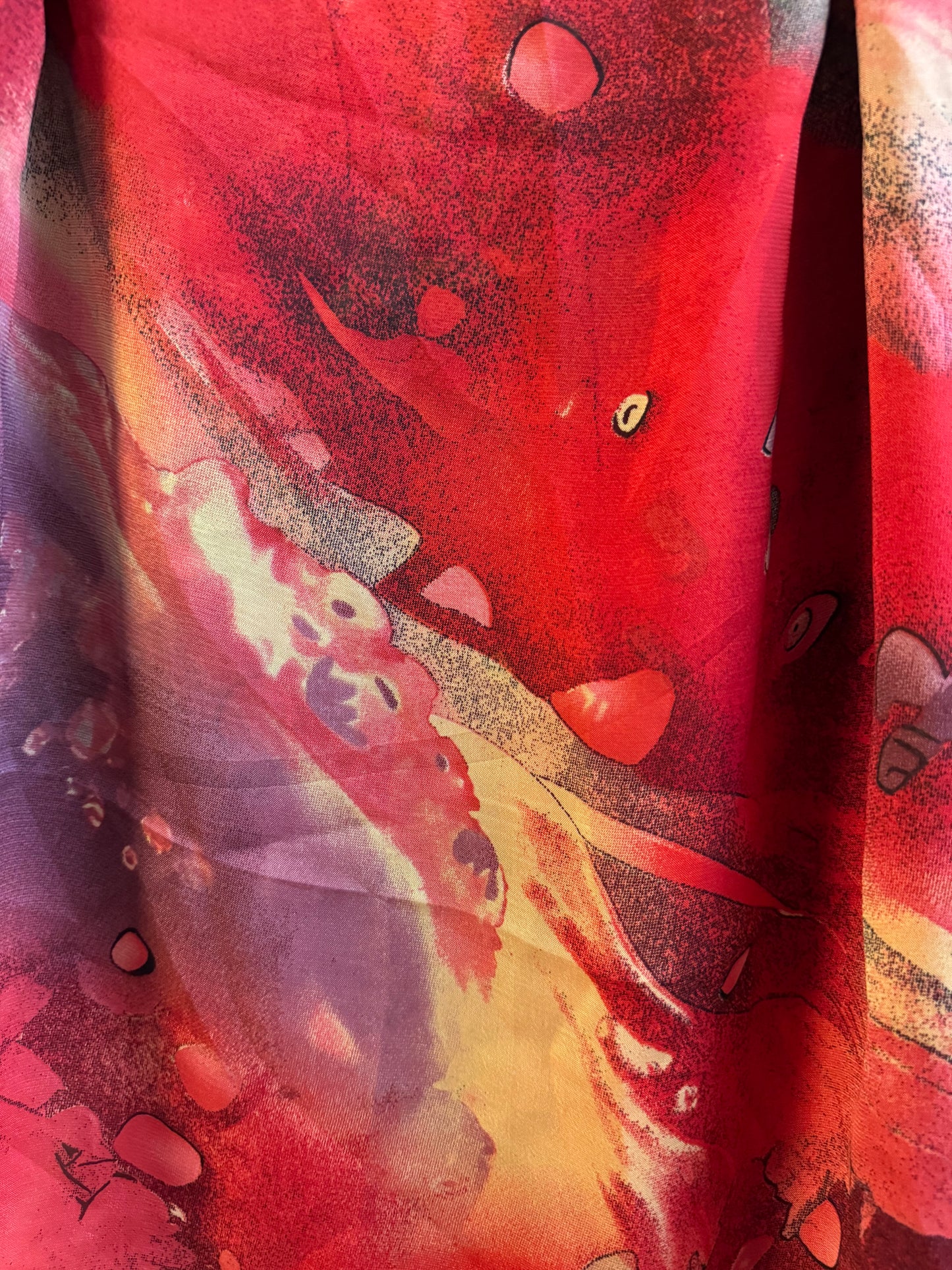 Classic Pink & Red Oceanic Glow Chiffon Hijab