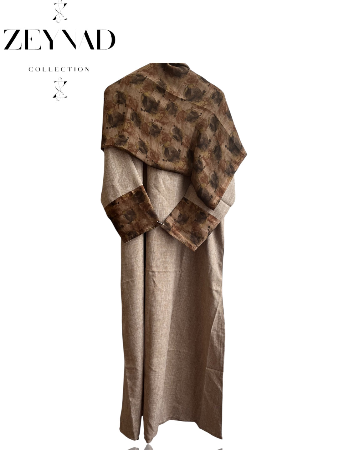 Intense beige dotted matching dress & hijab set