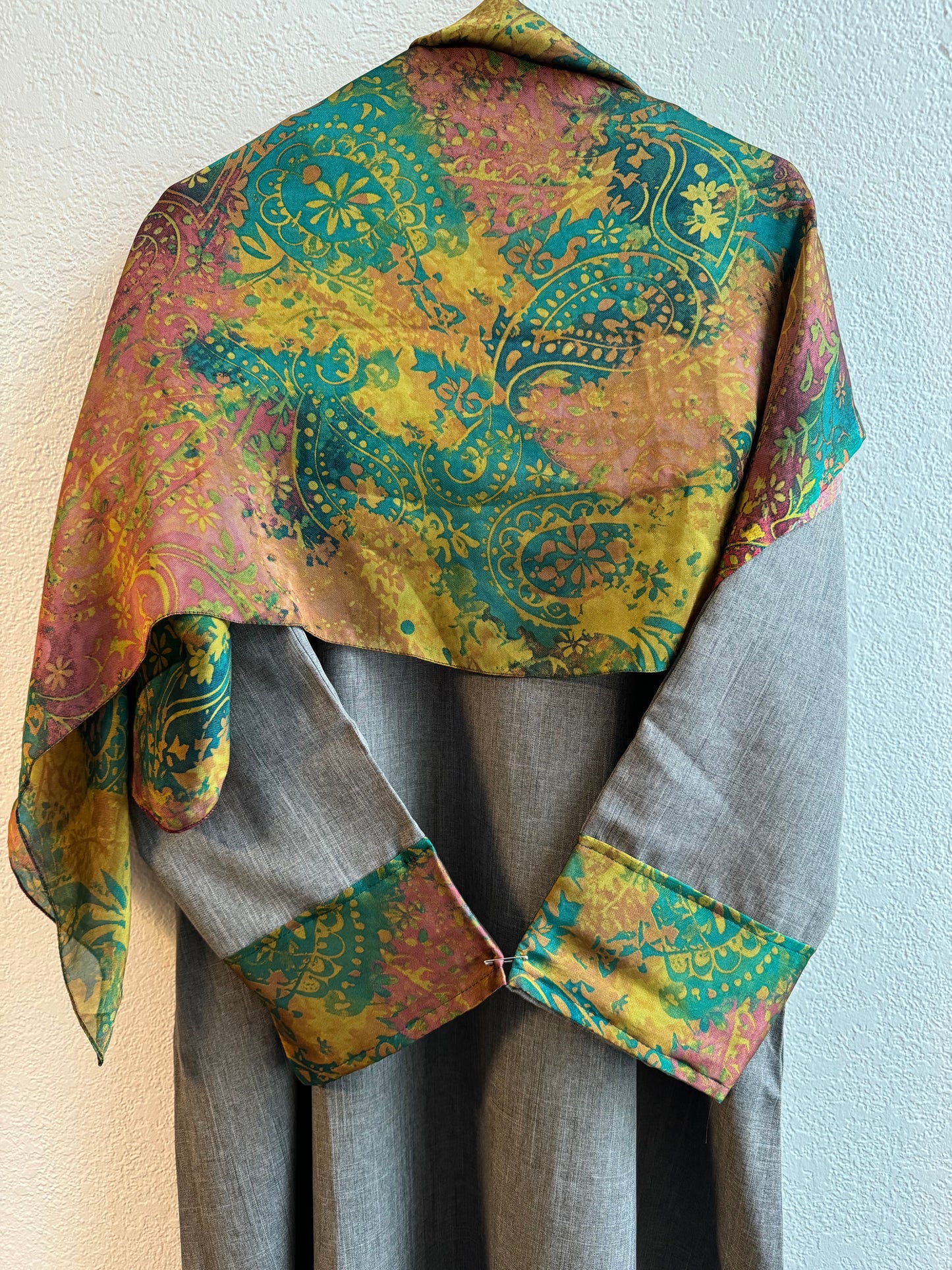 Light grey & Celestial nature matching dress & hijab set