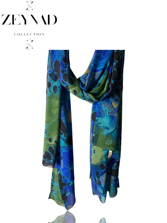 Sunny blue & green chiffon hijab