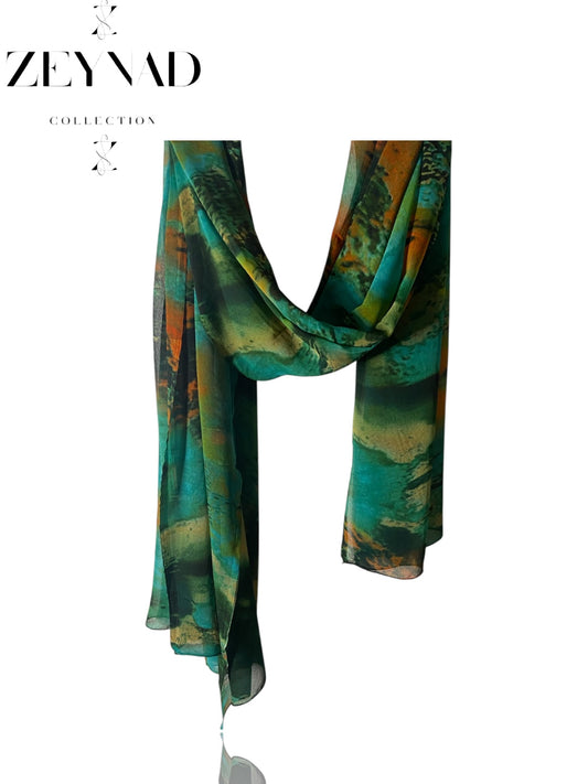 Oceanic original green blaze chiffon hijab