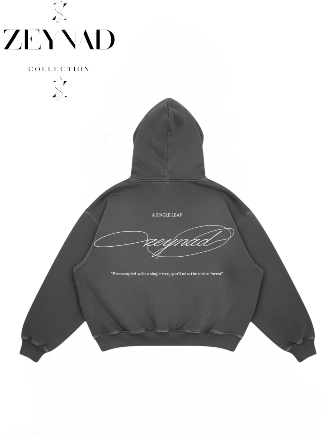 Single leaf ZEYNAD hoodie in grey