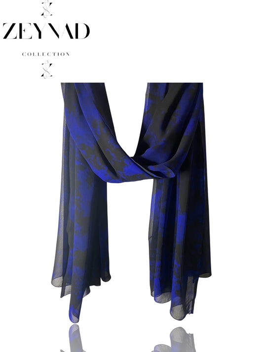 Midnight blue & black chiffon hijab