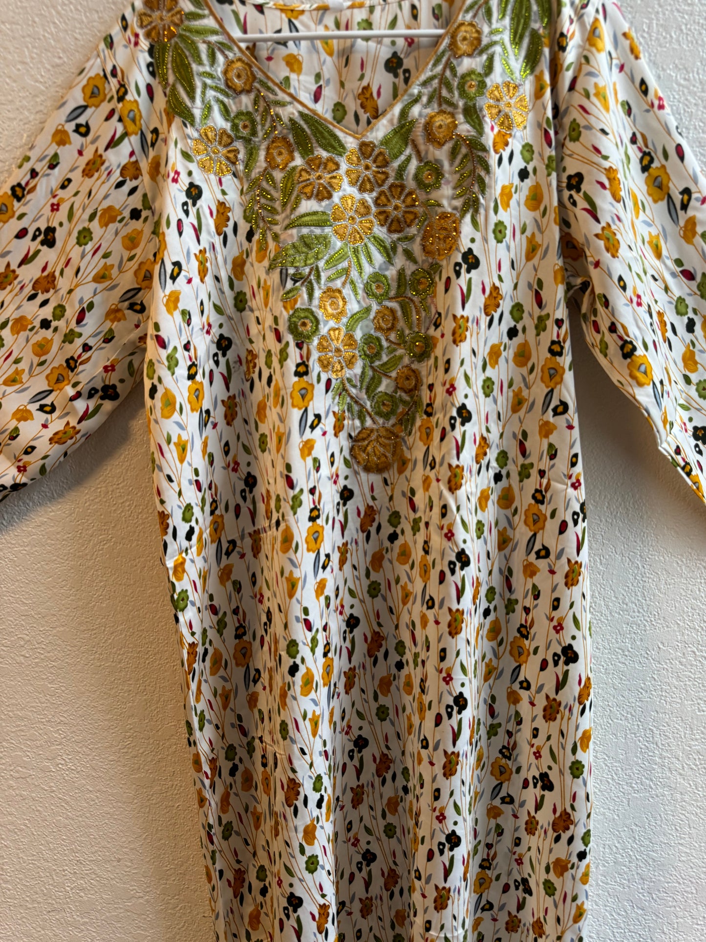 Green & Yellow Flow Jalabiya dress COMES WITH FREE HIJAB