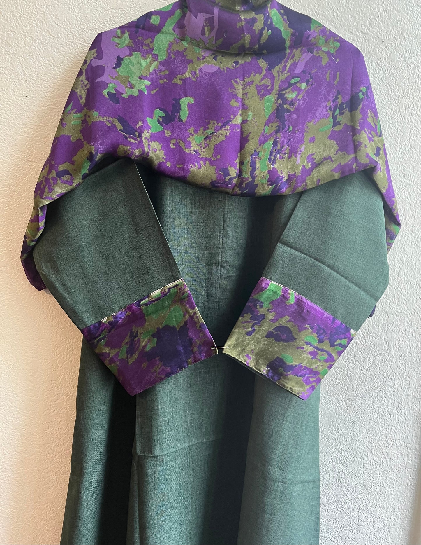 Purple & green matching dress & hijab set