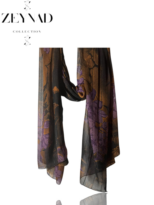 Luminous purple & pumpkin chiffon hijab