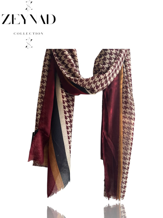 Orange & Red Lined keffiyeh Modal Hijab