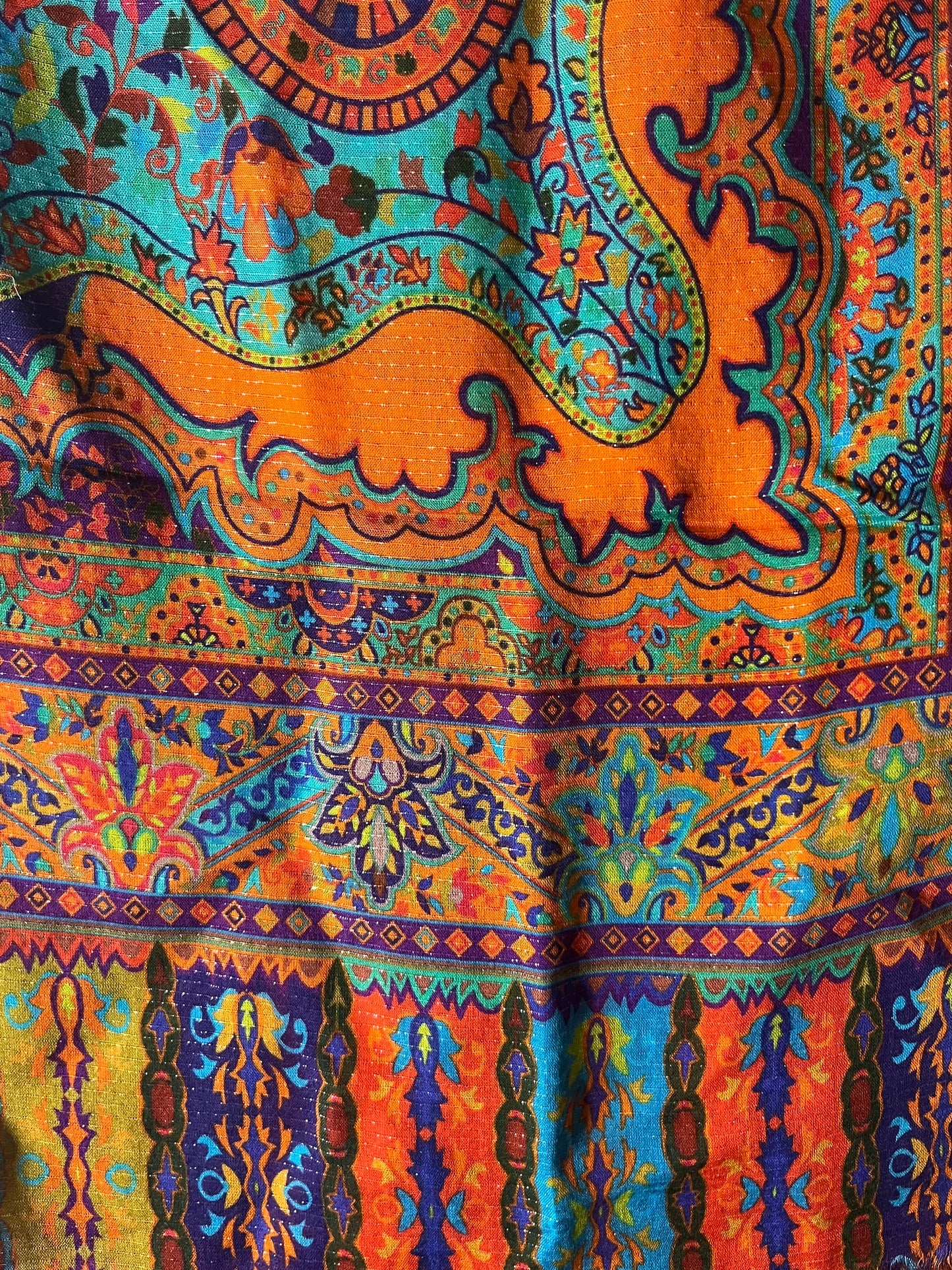 Teal & Orange Design End String Hijab