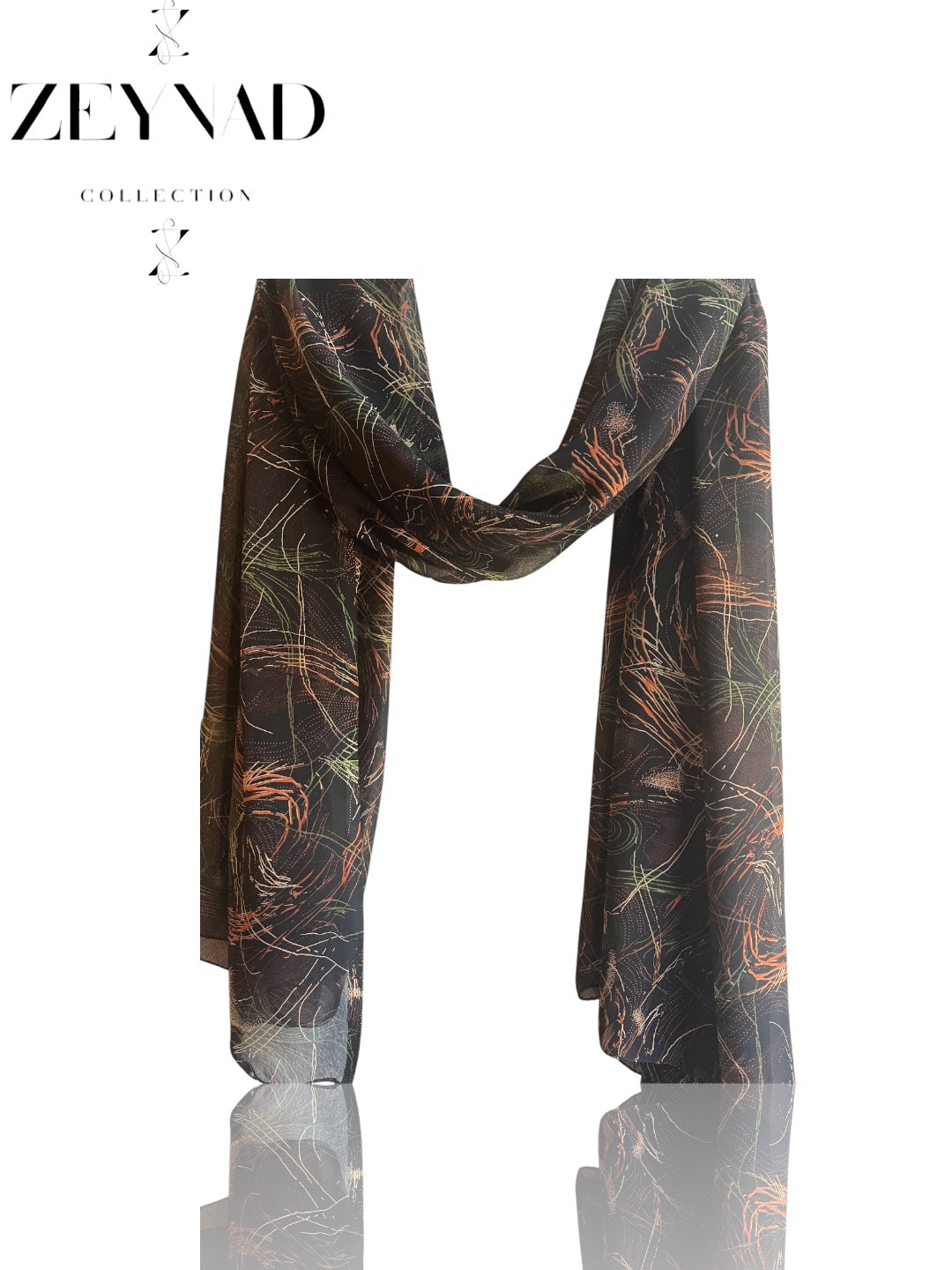 Fall orange & green blaze chiffon hijab