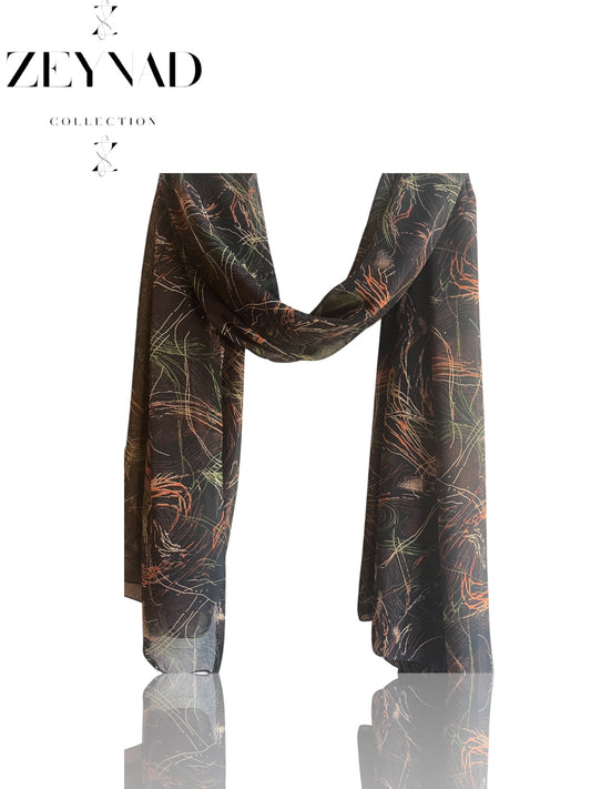 Fall orange & green blaze chiffon hijab