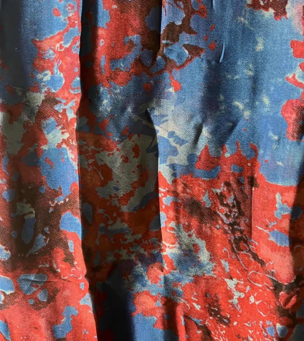 Mixture Watercolor Red & Blue Camouflage Chiffon Hijab
