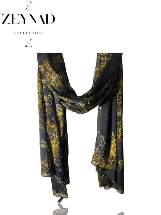 Yellow & black dusk chiffon hijab