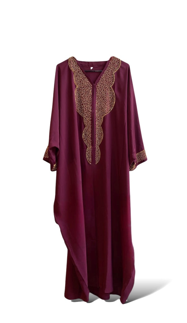 Burgundy crimson open Abaya