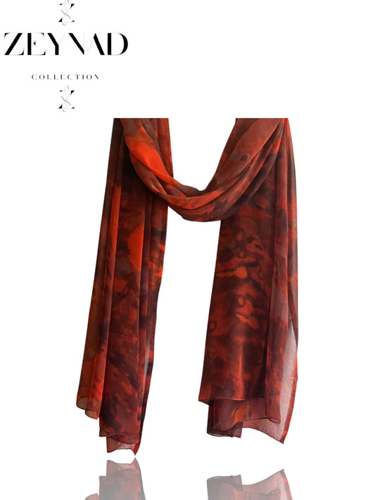 Vibrant red camouflage chiffon hijab
