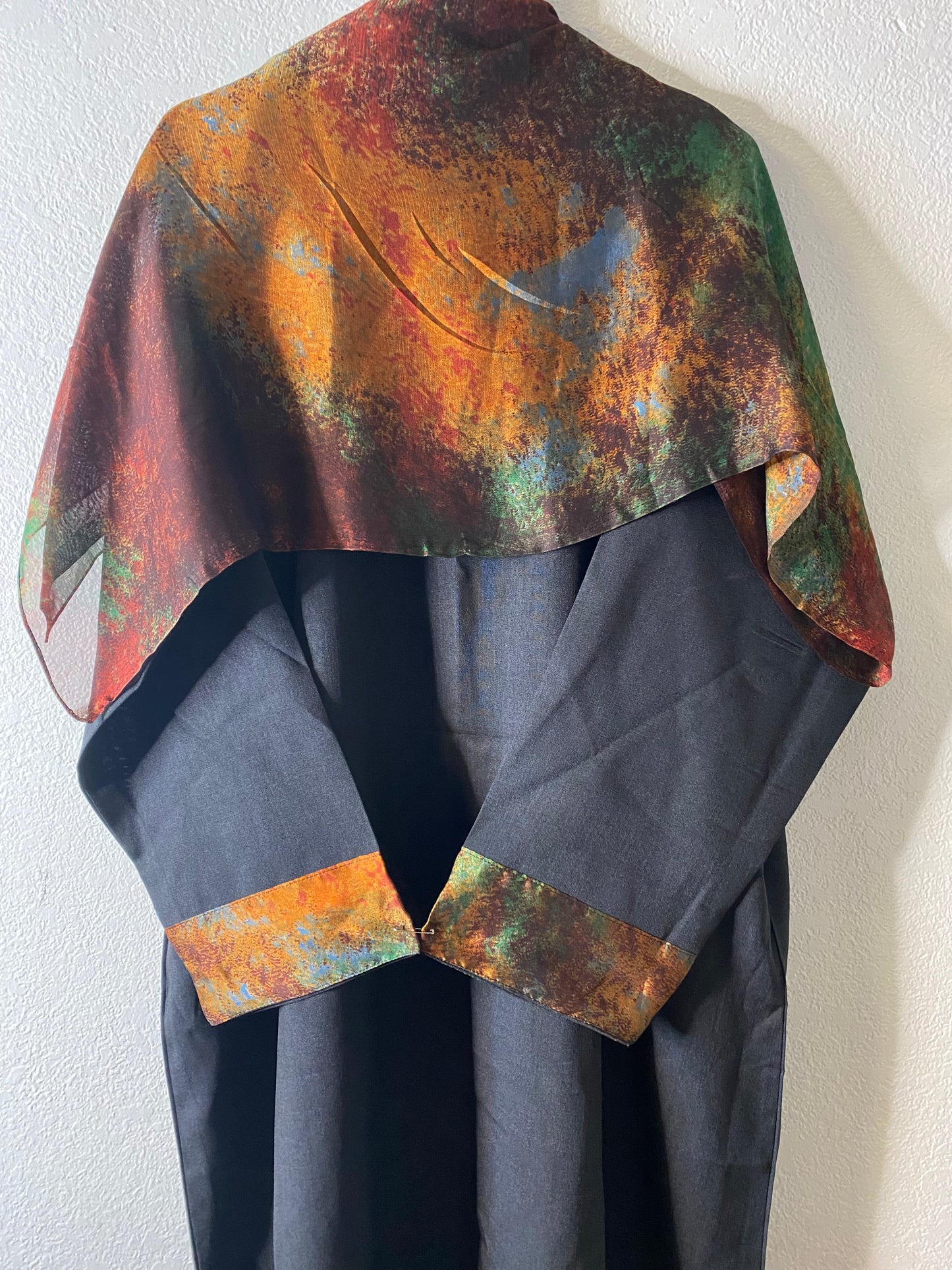 Black celestial orange matching dress & hijab set