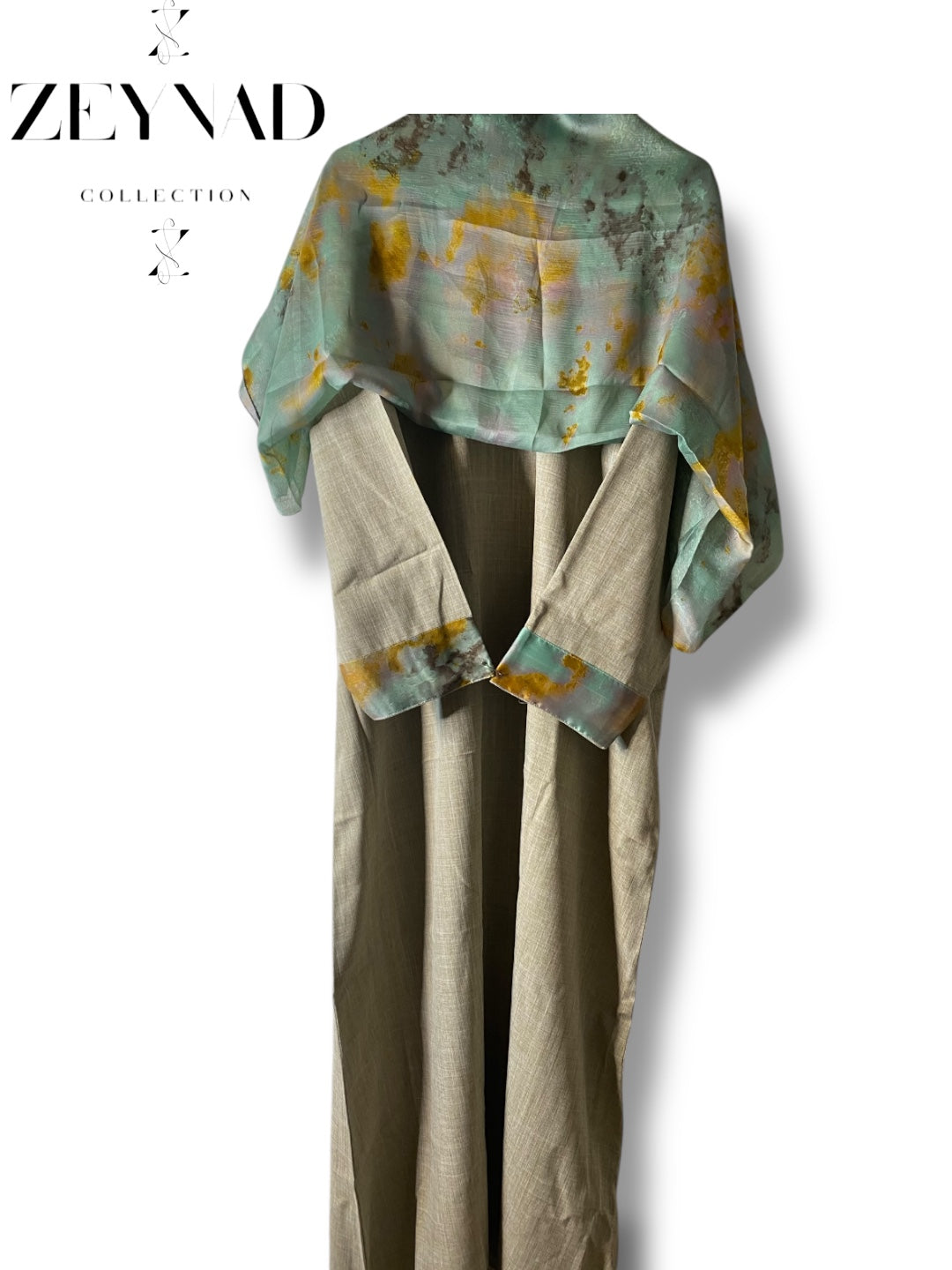 Light beige teal matching dress & hijab set