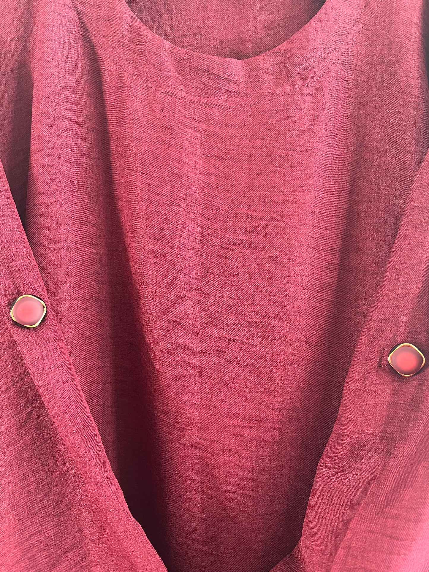 Burgundy Button Sleeve Dress
