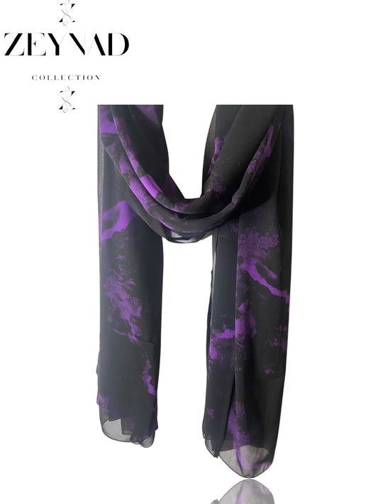 Midnight purple & black chiffon hijab