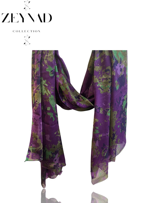 Mystic Lilac Shadow Blossom Chiffon Hijab