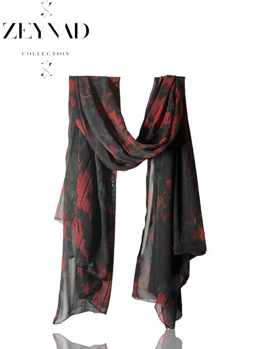 Luminous black raspberry blush chiffon hijab