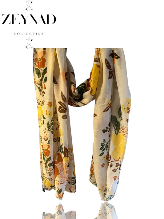 Yellow & brown pastel serenity modal hijab