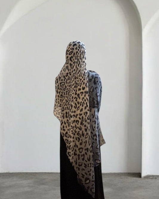 Faded White & Blue Cheetah print Hijab