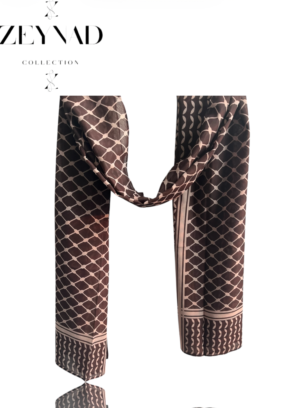Deep fall coffee keffiyeh chiffon print