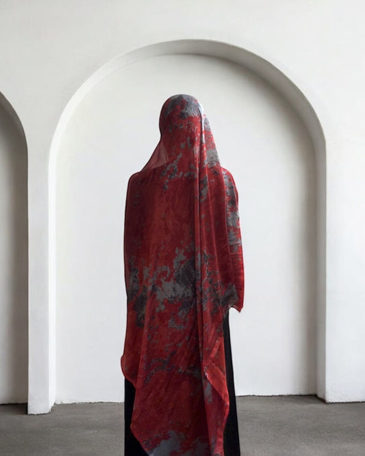 Fire Shadow Blossom Chiffon Hijab