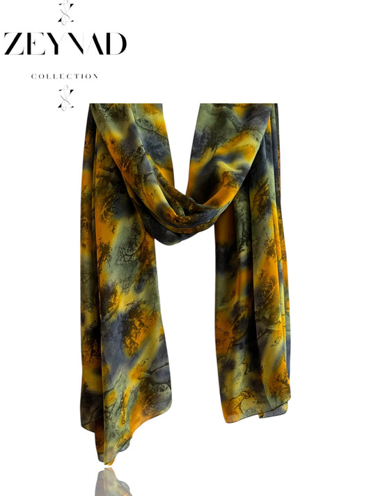 Blazing Van Gogh watercolor chiffon hijab