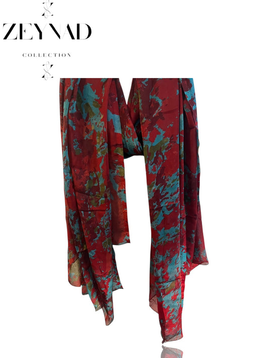 Rose Mint Shadow Blossom Chiffon Hijab