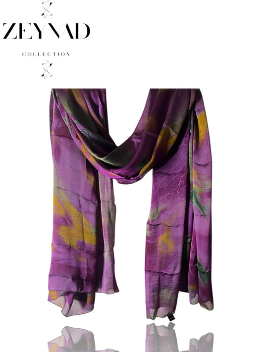 Purple & Yellow Mixture Chiffon Hijab