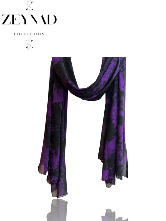 Oak dark-purple & black chiffon hijab