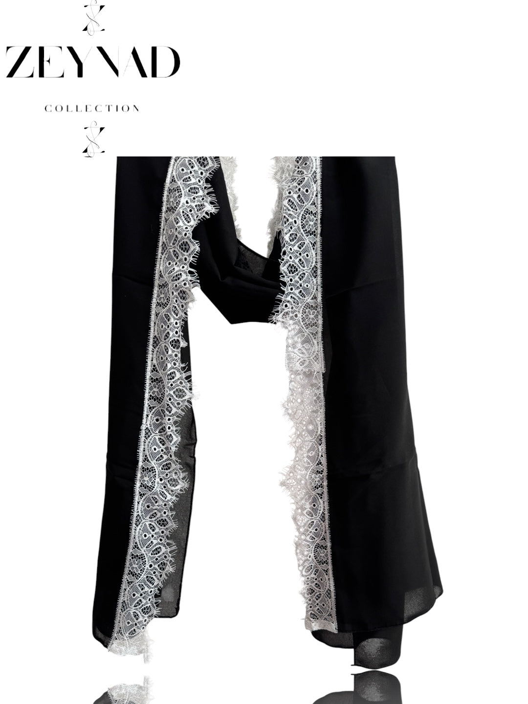 Midnight ivory lace ZEYNAD Abaya