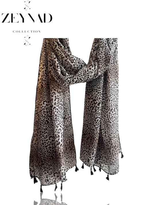 Frosted End String Cheetah Print Hijab