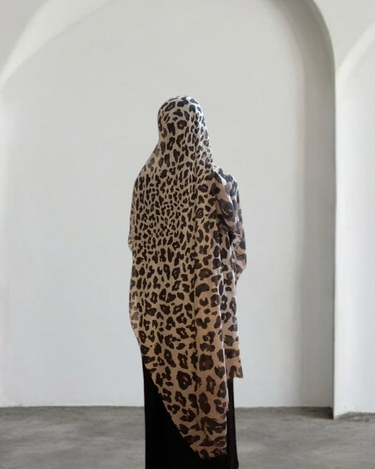 Double colored Light Brown Cheetah print Hijab