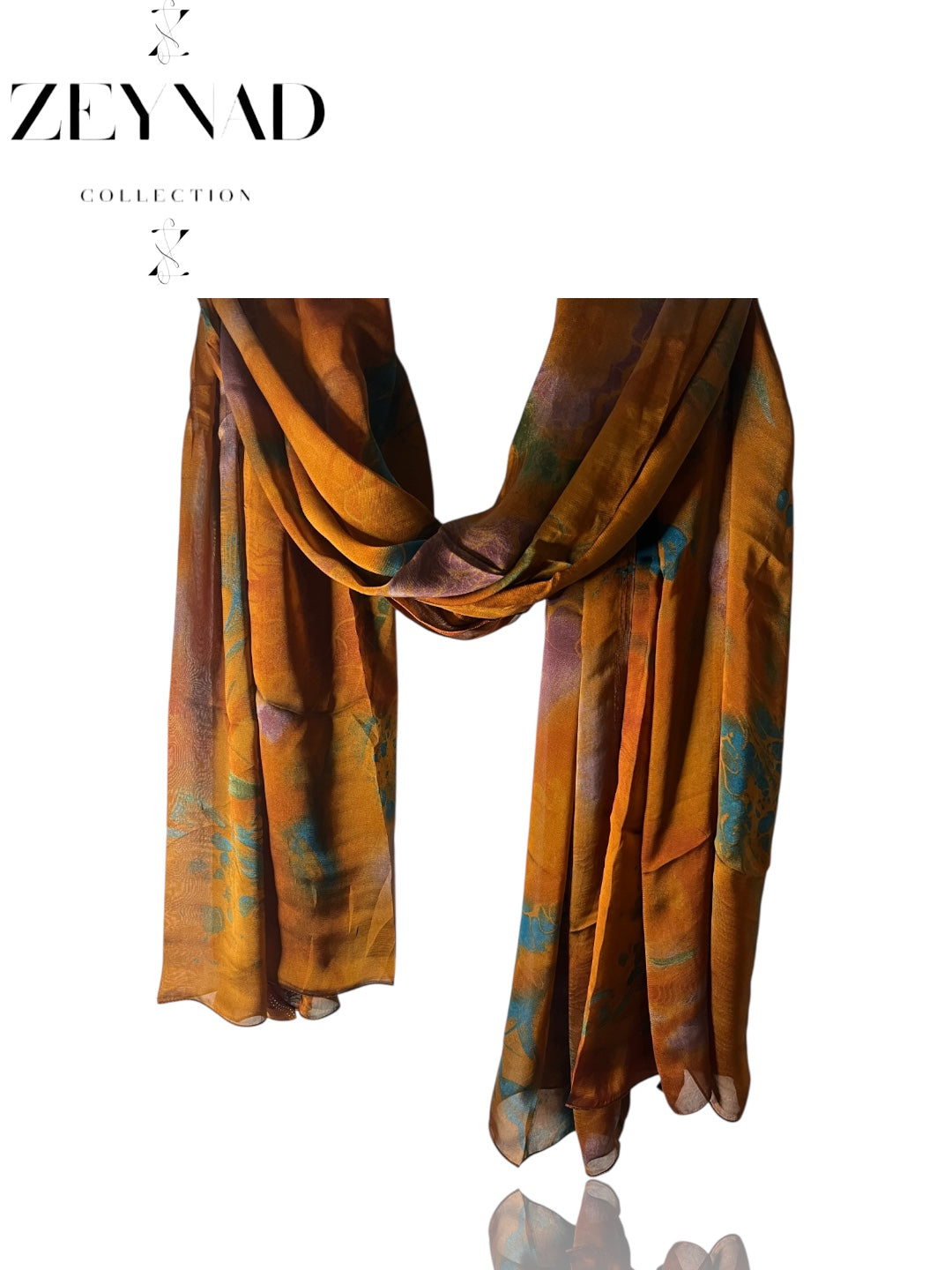 Orange & Blue Mixture Chiffon Hijab