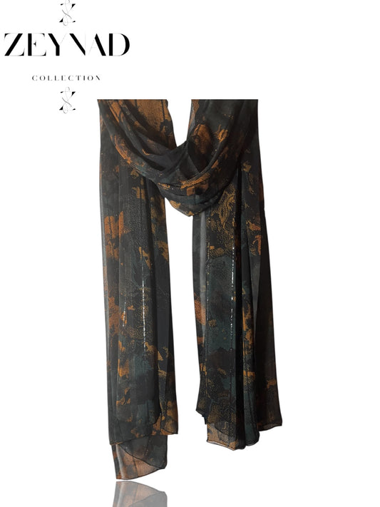 Luminous dark orange blush chiffon hijab