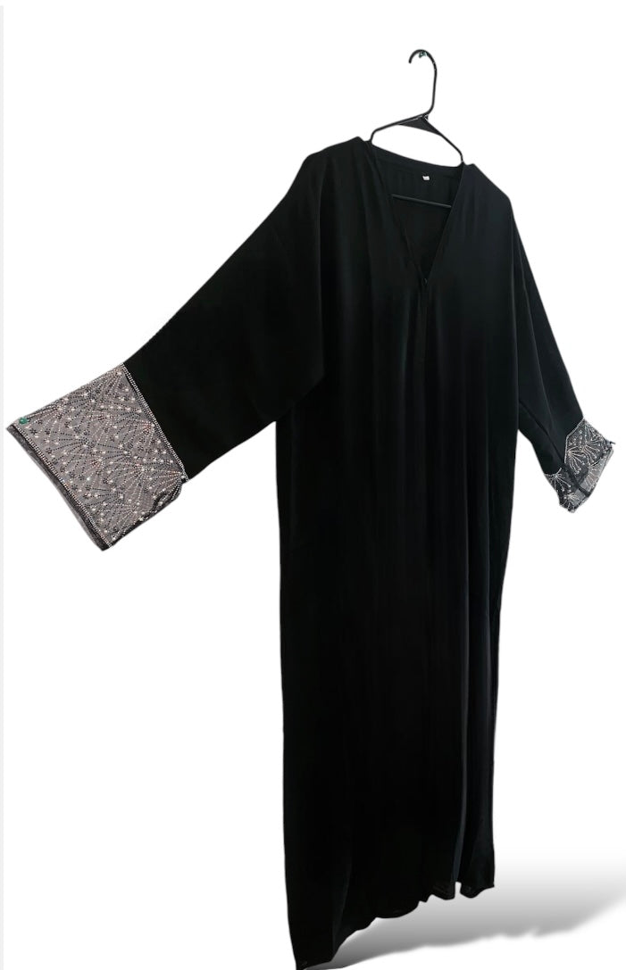 Ethereal pearl glow open Abaya