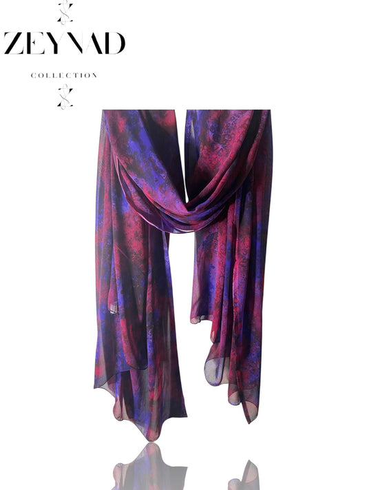 Oceanic neon pink & purple blaze chiffon hijab