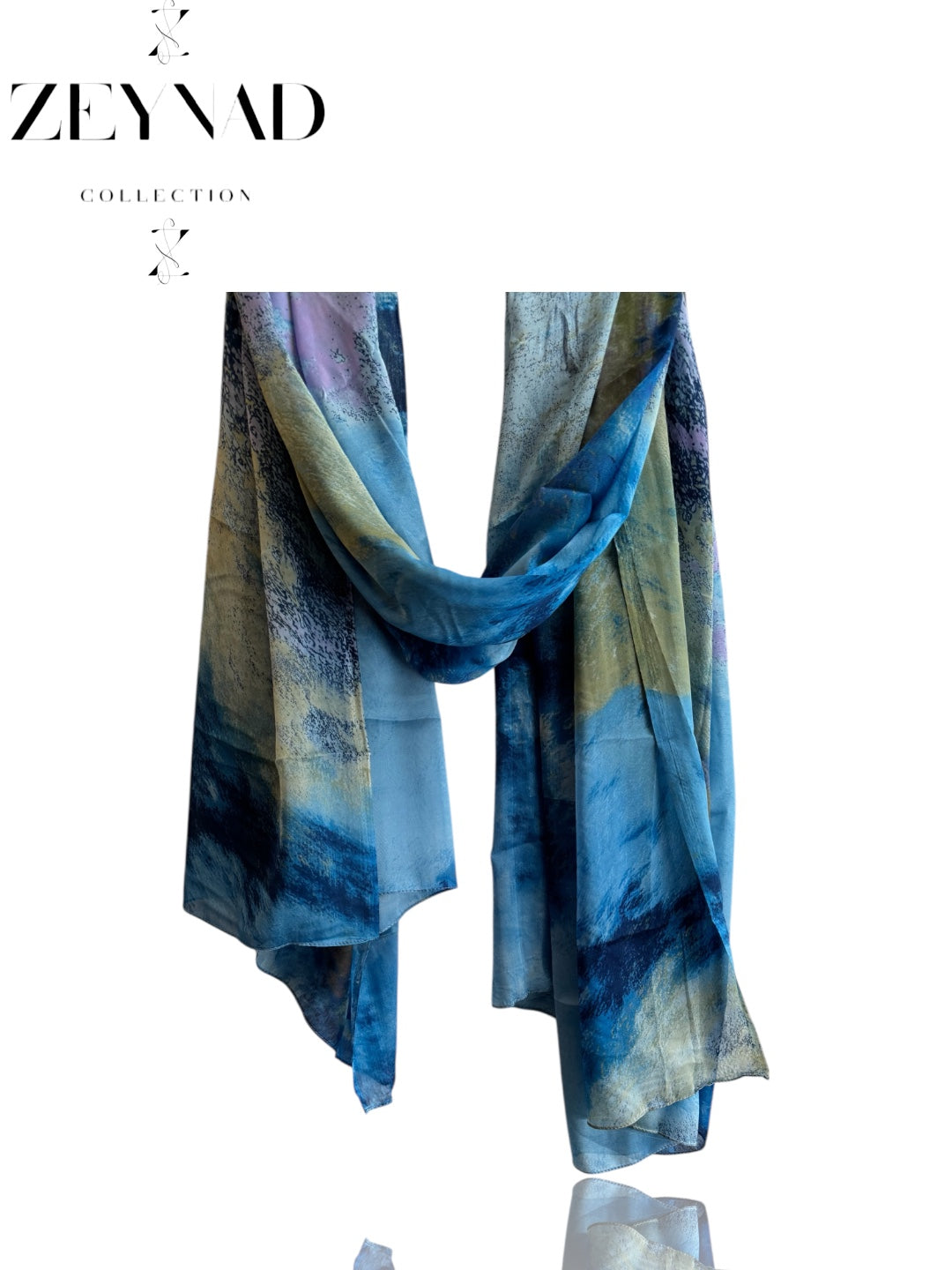 Blazing blue watercolor chiffon hijab