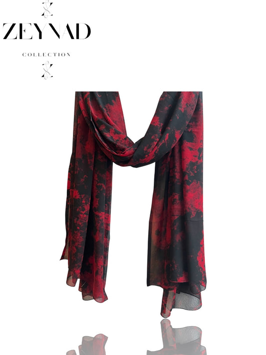 Essential night-red fall chiffon hijab