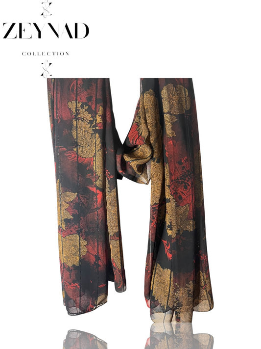 Fire Light Cream & Bold Red Mirage Chiffon Hijab