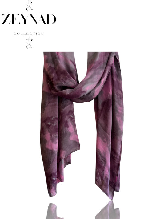 Vibrant pink watercolor chiffon hijab