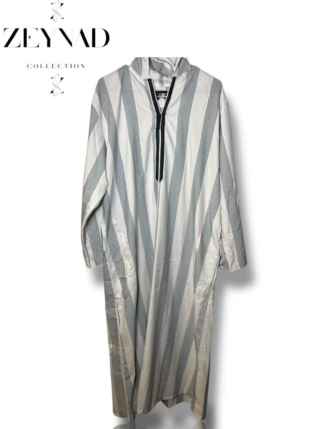 White & Navy Blue Hooded Thobe