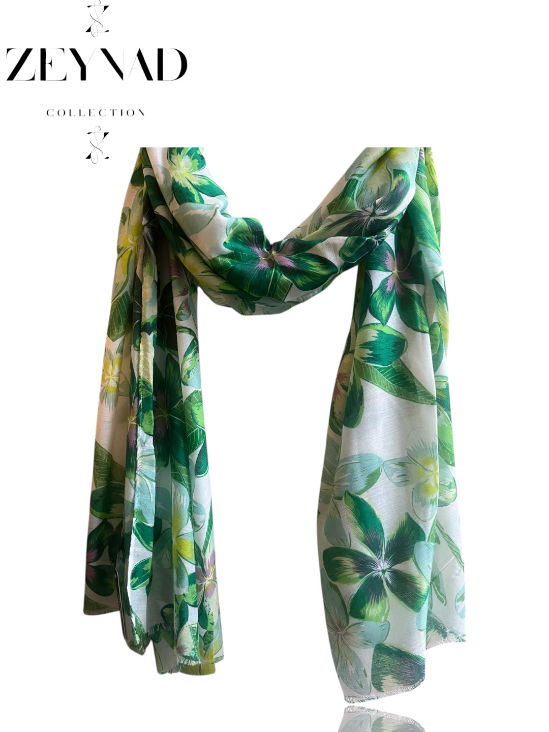 Light Green Floral Modal Hijab
