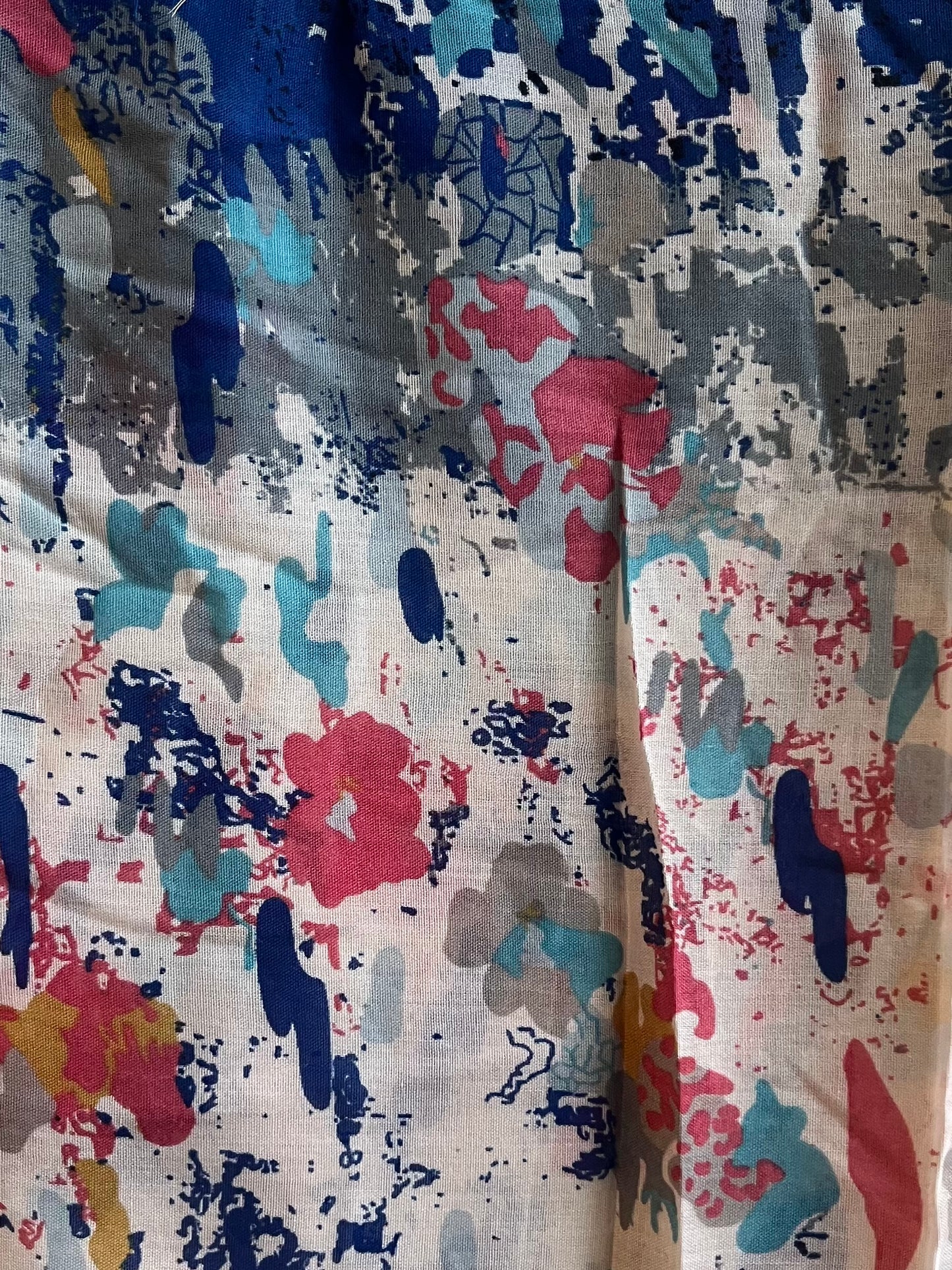 Autumn white & colorful blue modal hijab