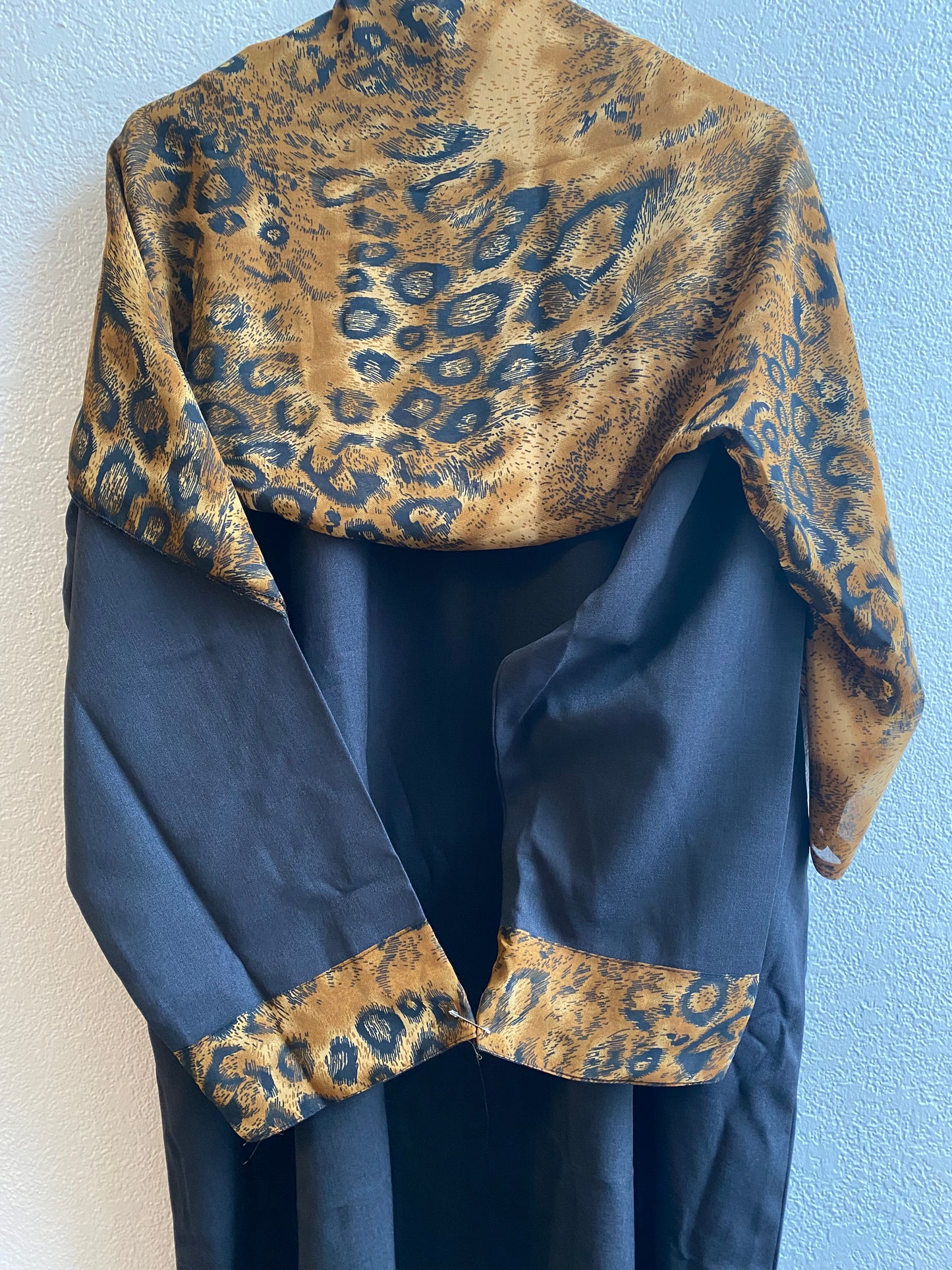 Black & Orange Cheetah matching dress & hijab set